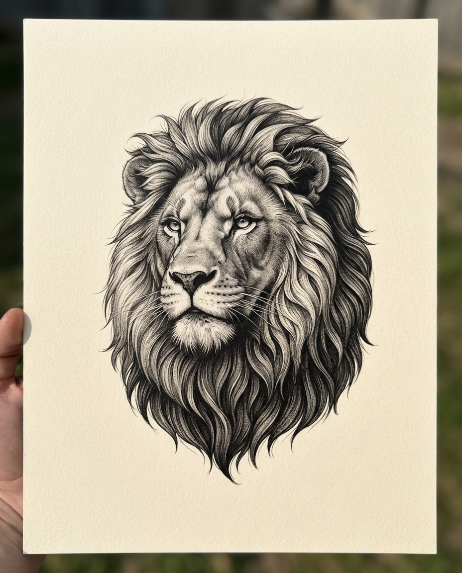 Lion Majesty — Black & Grey Realism tattoo design