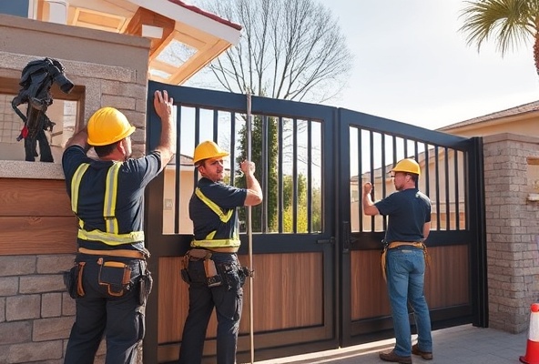 Team installing custom gate