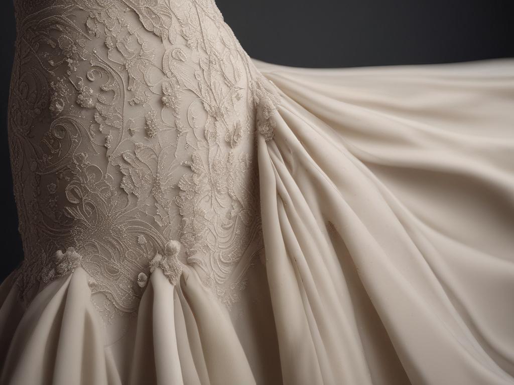 elegance evening gown, luxury fashion, lace detailing, flowing silhouette