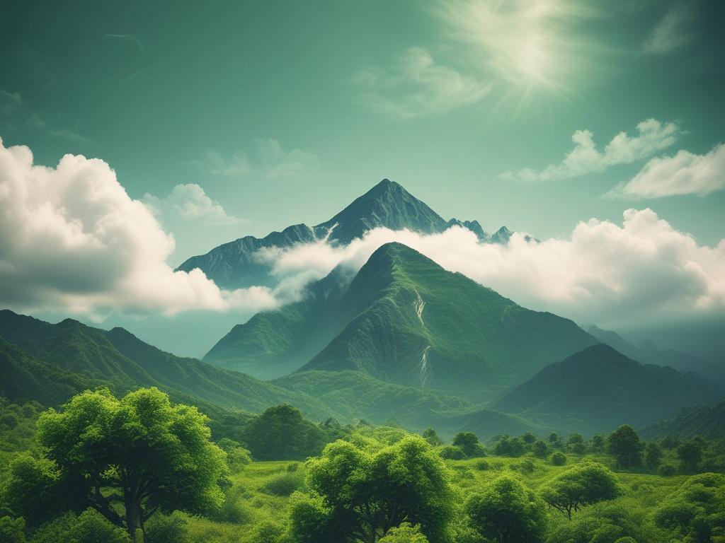 a soothing image of a jade green mountain landscape with