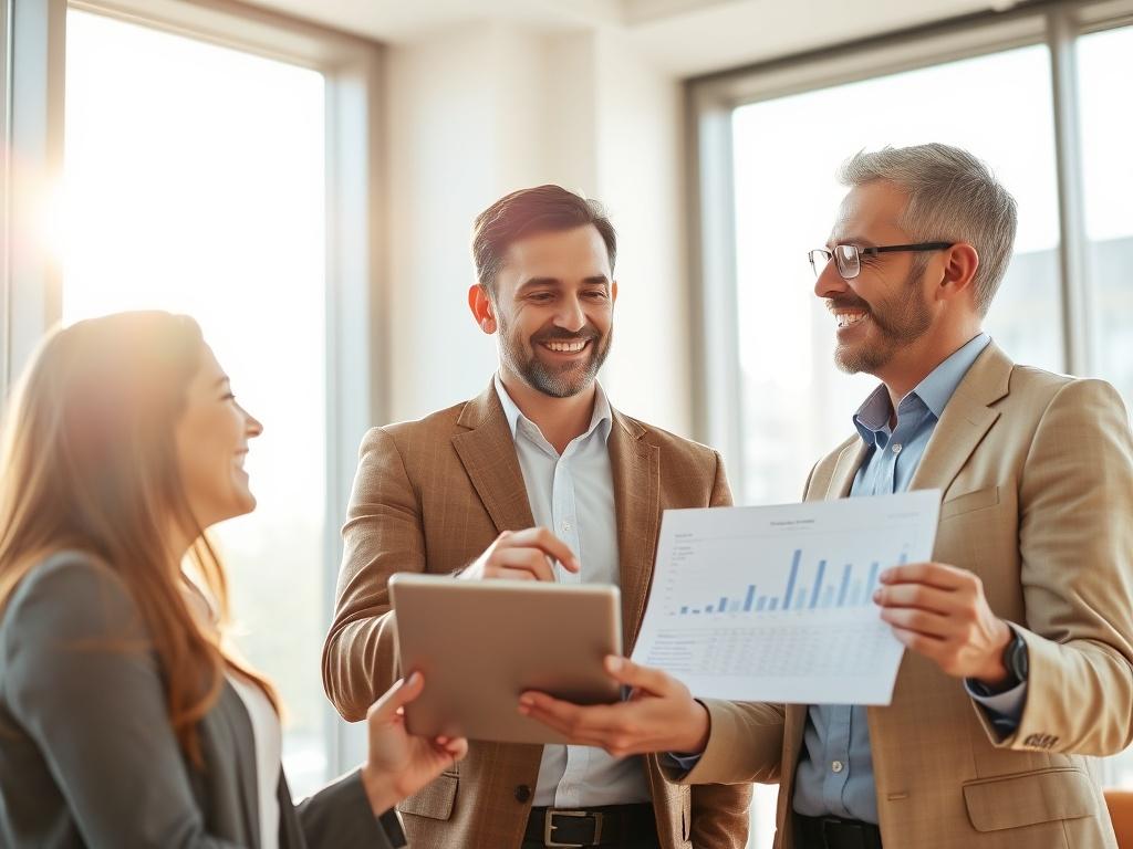 A close up shot of a person happily discussing loan