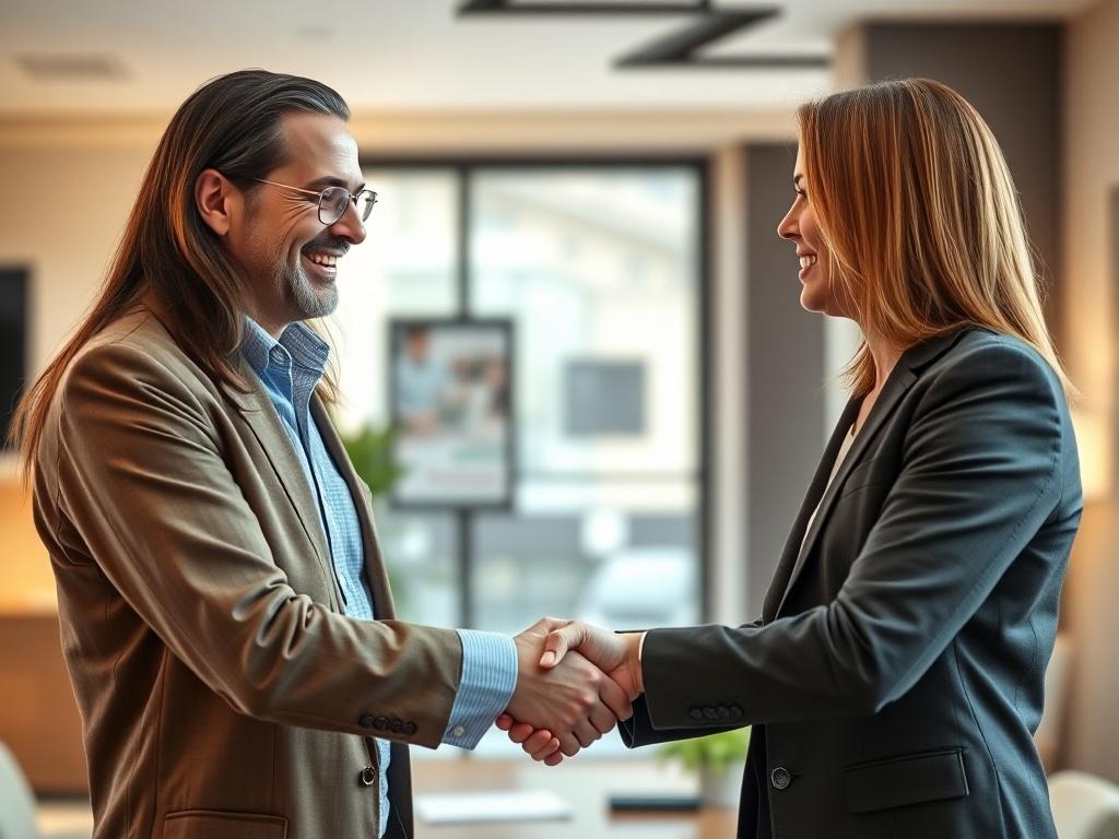 A close up shot depicting a satisfied client shaking hands