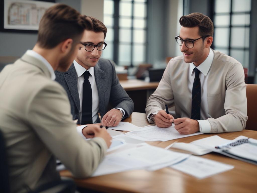 A close up shot of a friendly loan officer reviewing