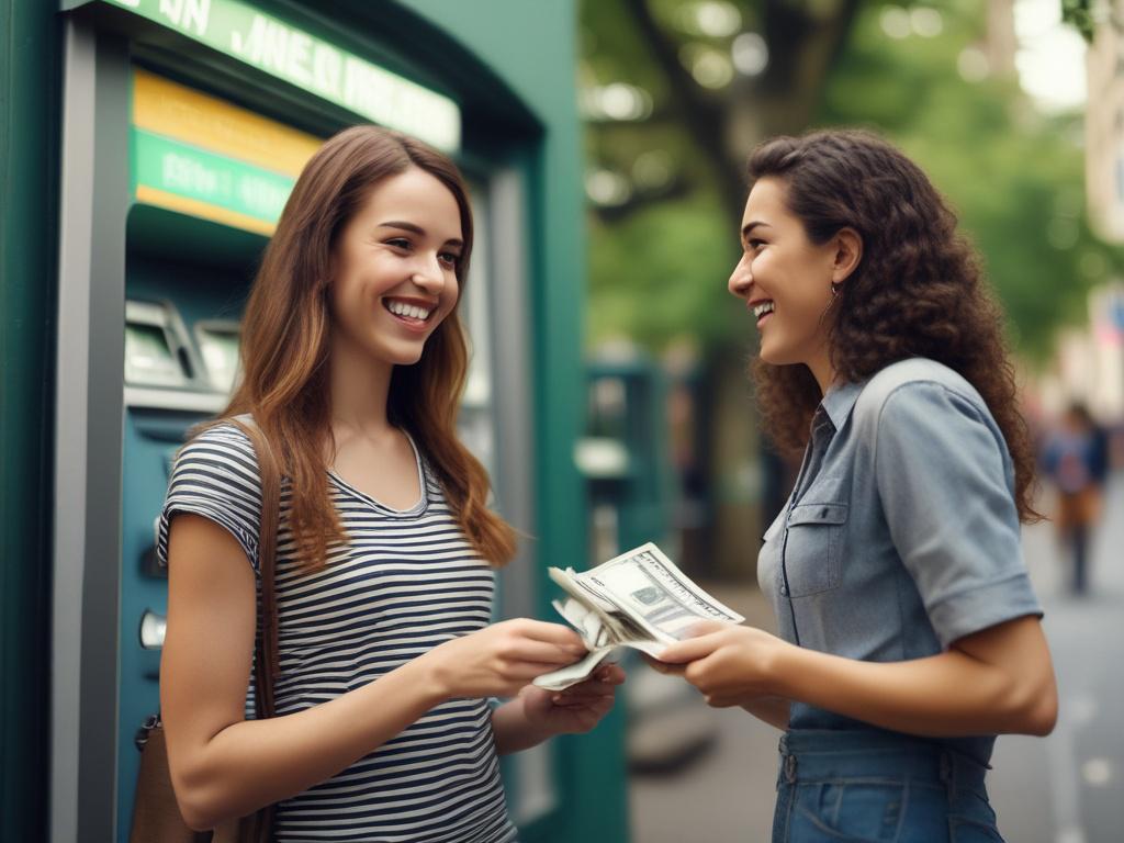 A close up shot of a satisfied woman receiving cash