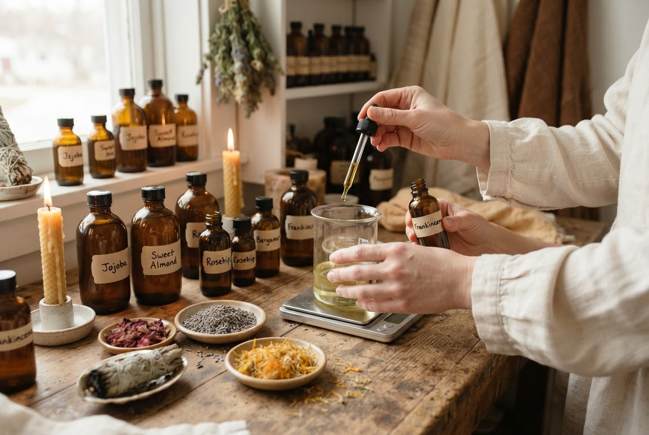 Seasonal botanical body oil blending workshop