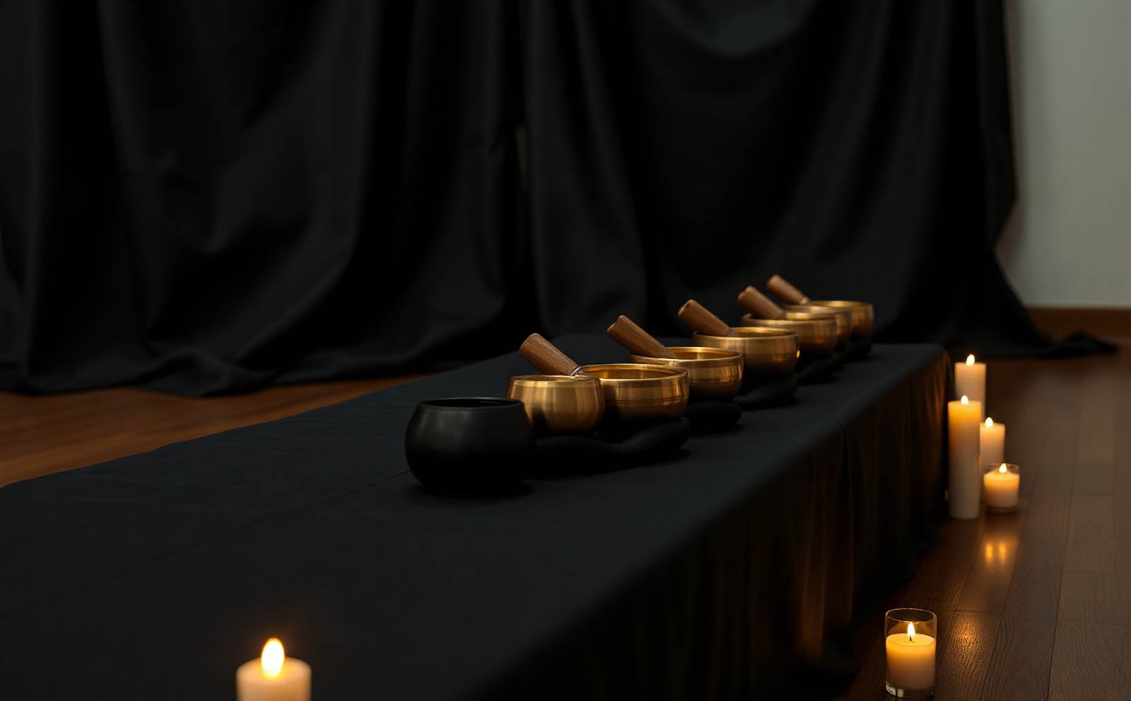 Sound bath with singing bowls