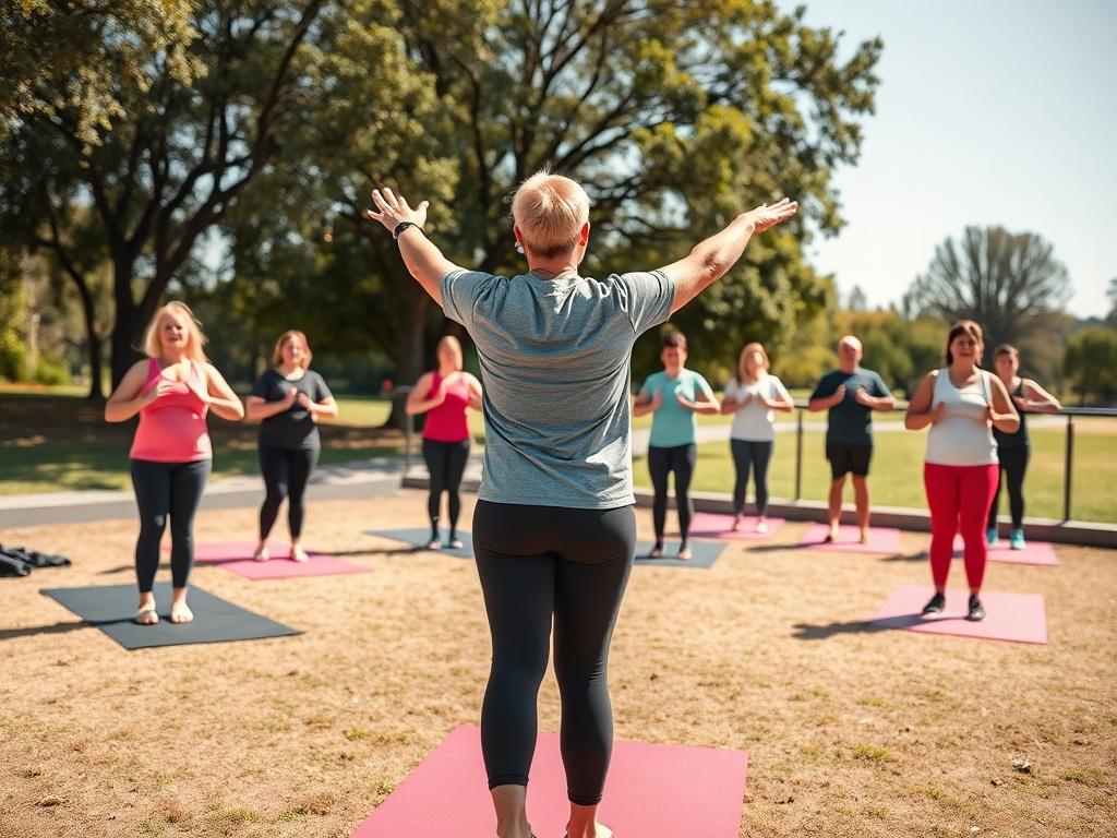 A dynamic scene of a Pilates instructor leading a class