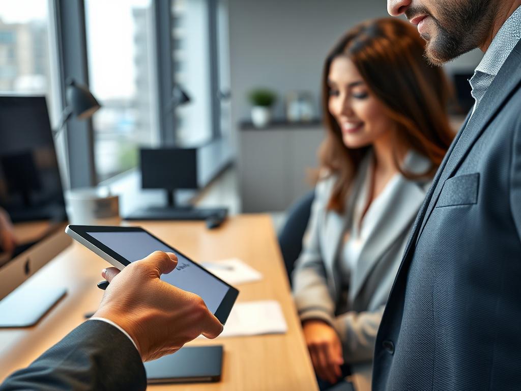 A close up shot of a professional holding a digital