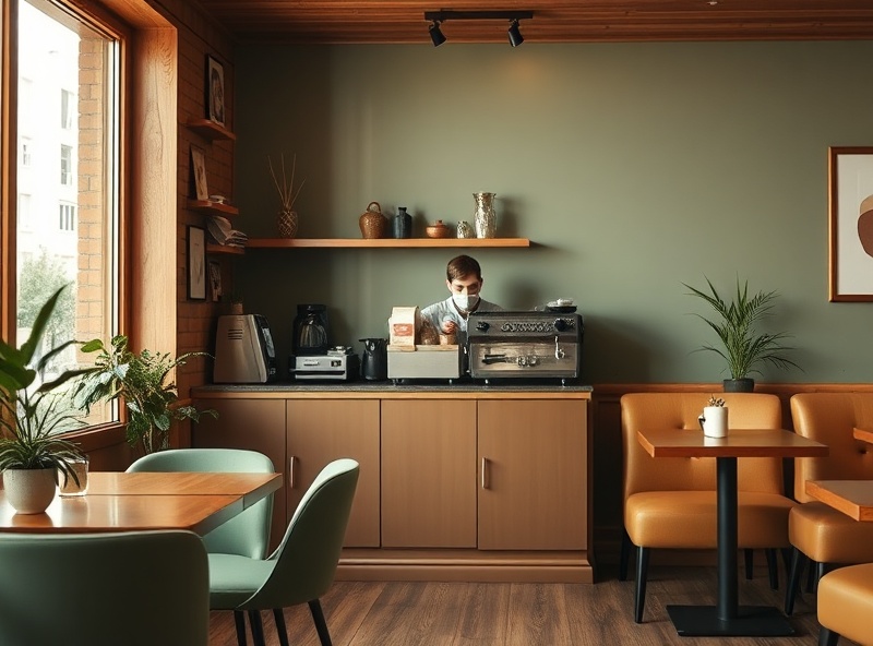 Tempo Café interior with barista