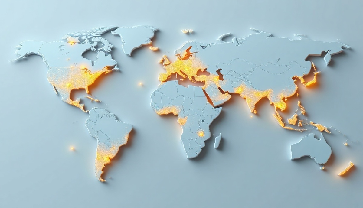 3D world map showing global community presence