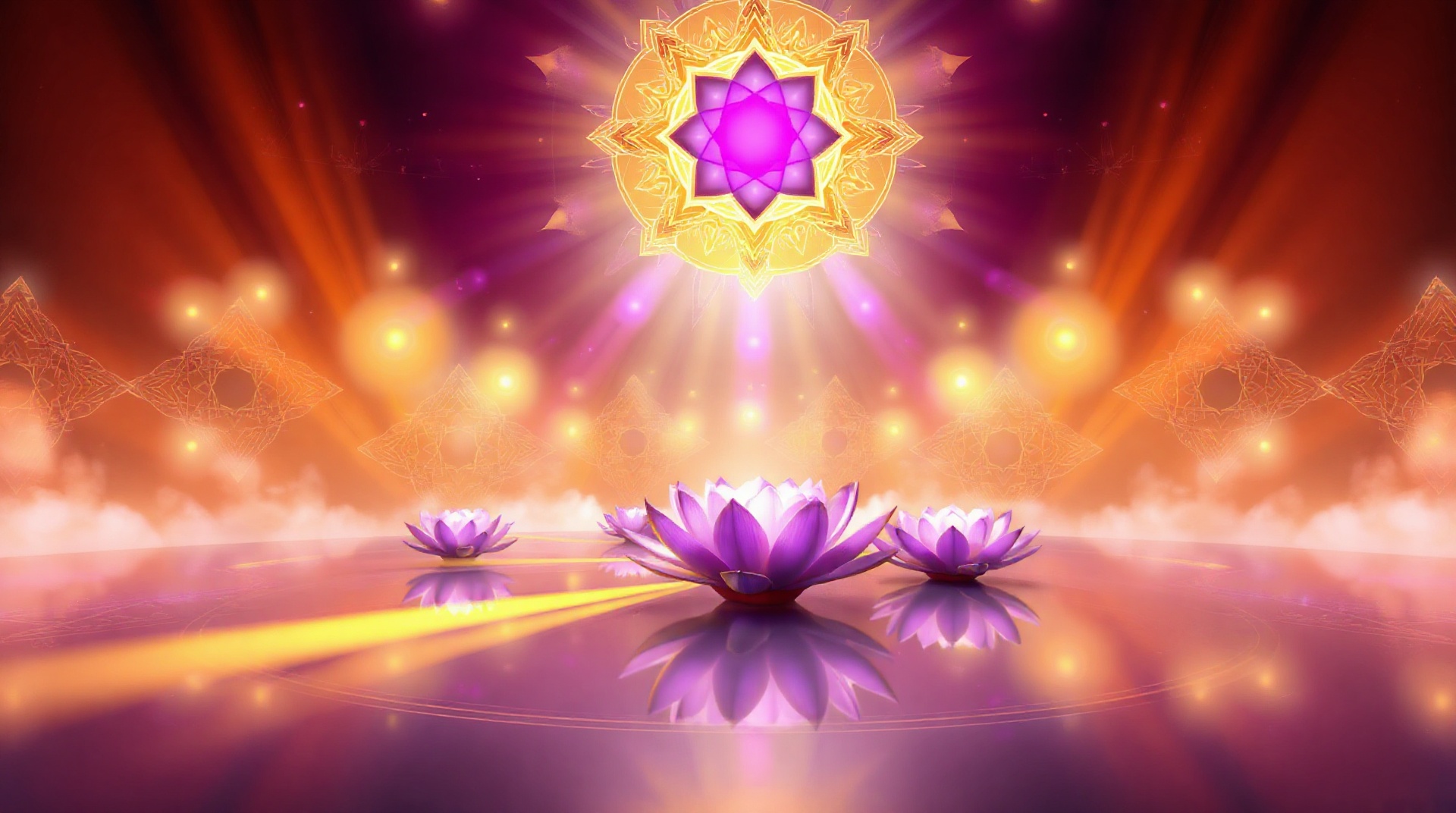 Spiritual background with lotus and sacred geometry
