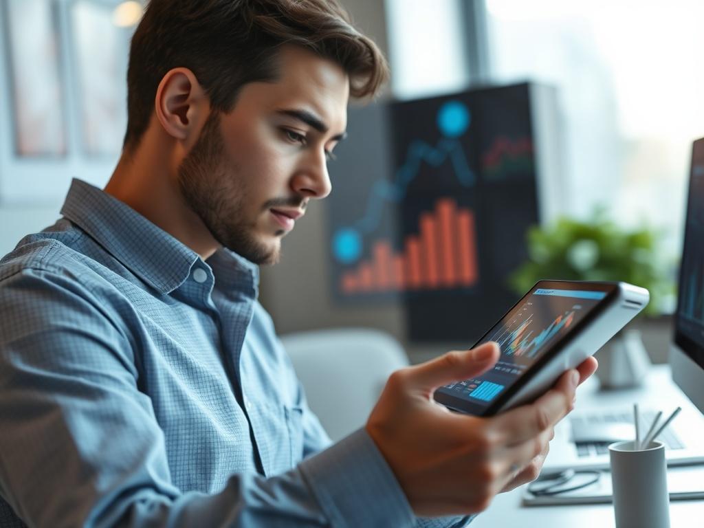 A close up shot of a person analyzing data on