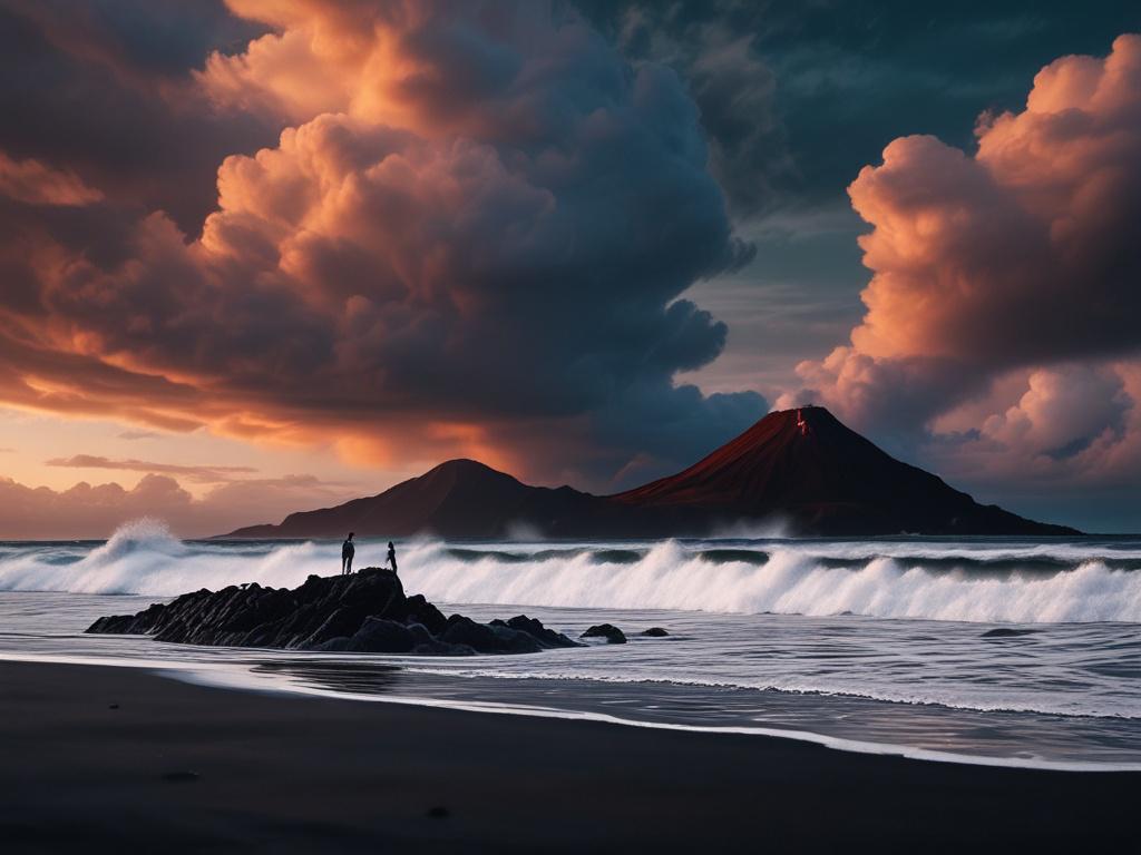 A dramatic high resolution image of a volcanic island with