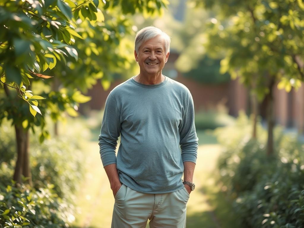 A serene scene featuring a confident individual standing tall in