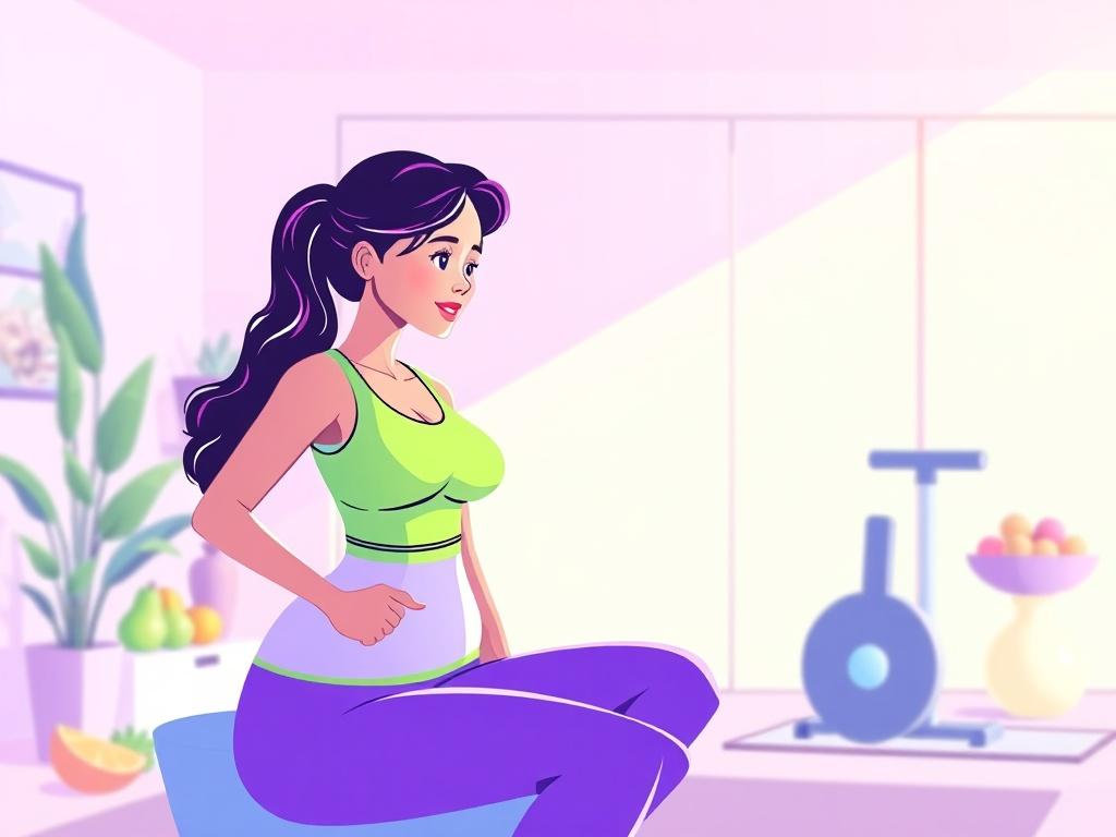 A serene and inviting coaching environment featuring a confident individual engaging in a 1:1 personal training session. The setting is bright and uplifting, with calming colors such as purple, green, and white. In the background, there are elements that represent health and wellness, like fresh fruits and exercise equipment, to symbolize the focus on physical fitness and nutritional meal planning. The individual should be depicted as focused and motivated, embodying the spirit of personal growth and transf