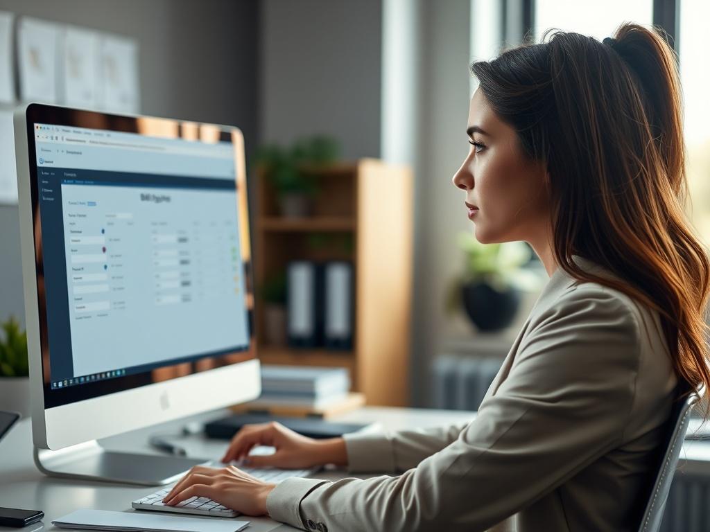 A close up shot of a professional female billing specialist