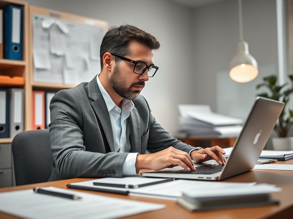 A close up image of a professional billing consultant reviewing