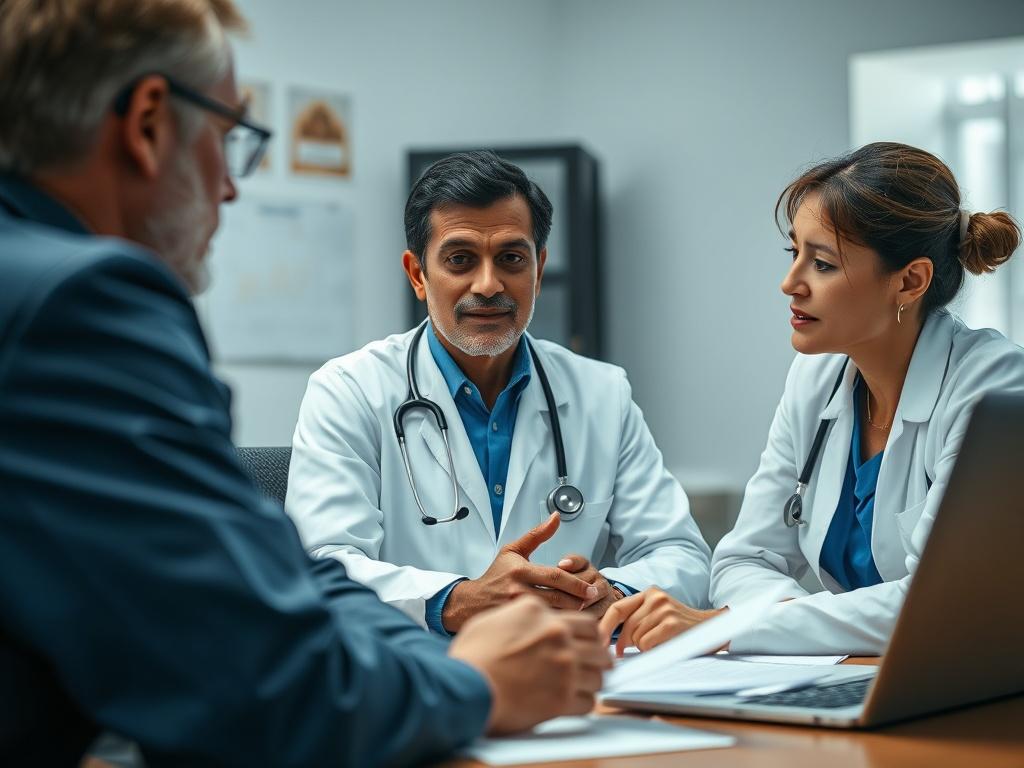 A close up shot of a healthcare provider interacting with