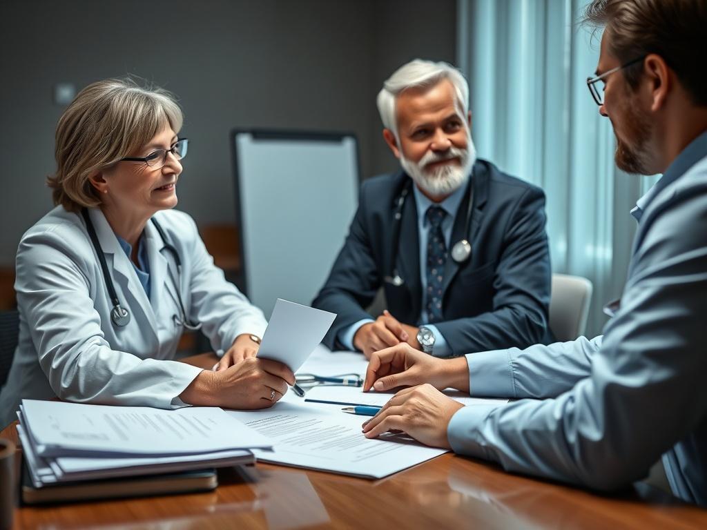 A detailed image of a billing expert guiding a healthcare