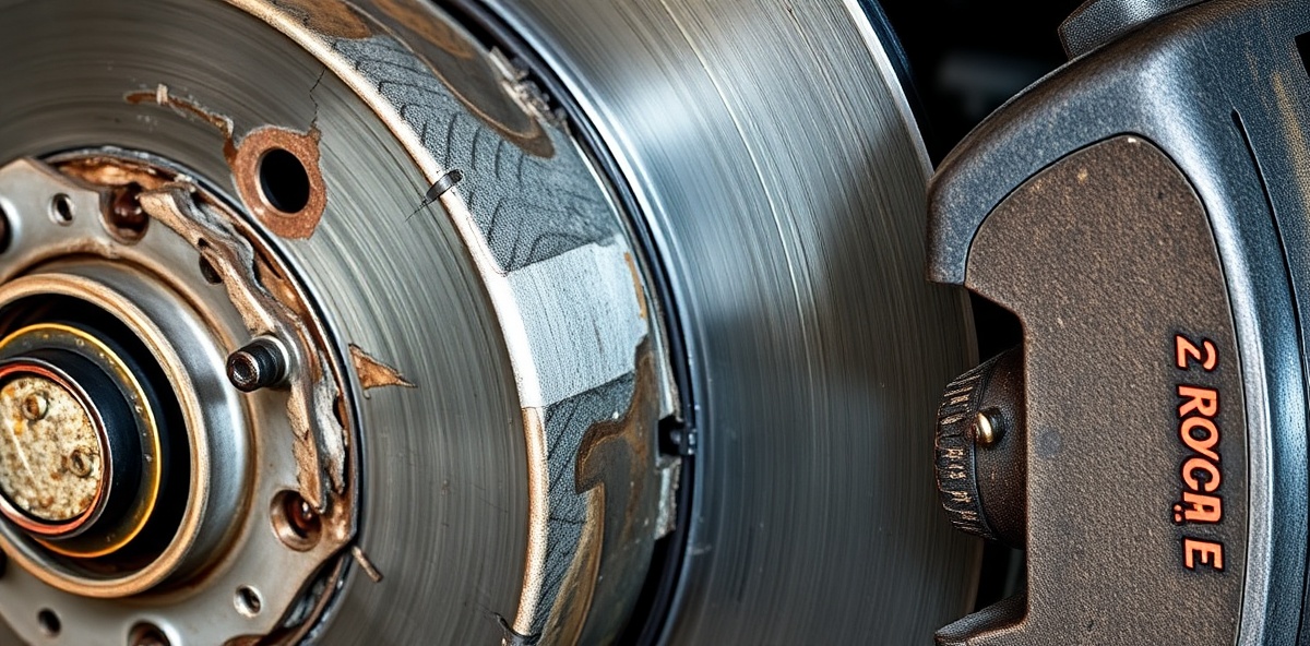 Damaged brake rotors and worn brake pads