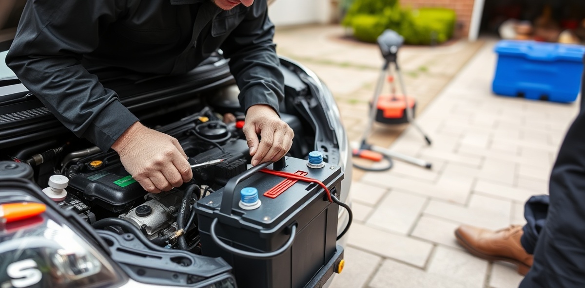 Mobile mechanic replacing car battery