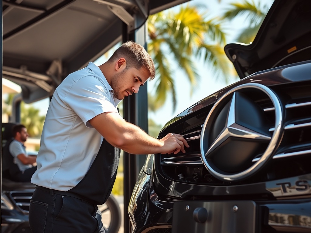 Mobile mechanic servicing a Mercedes-Benz in Jacksonville