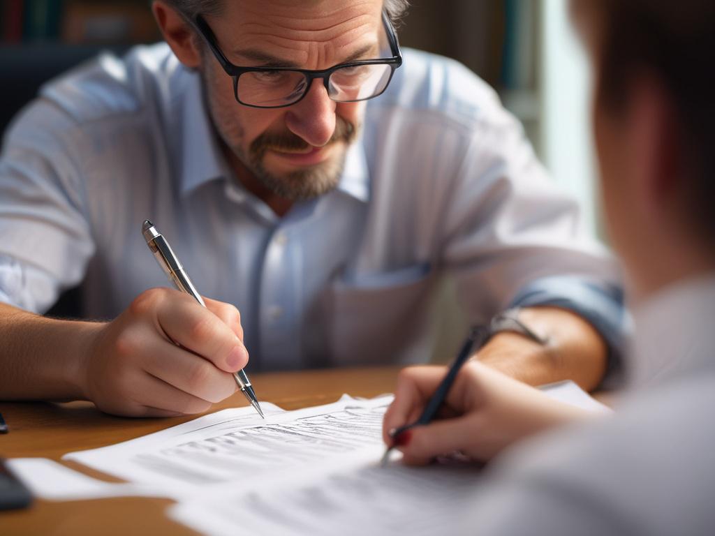 high resolution close up of a person analyzing bills and