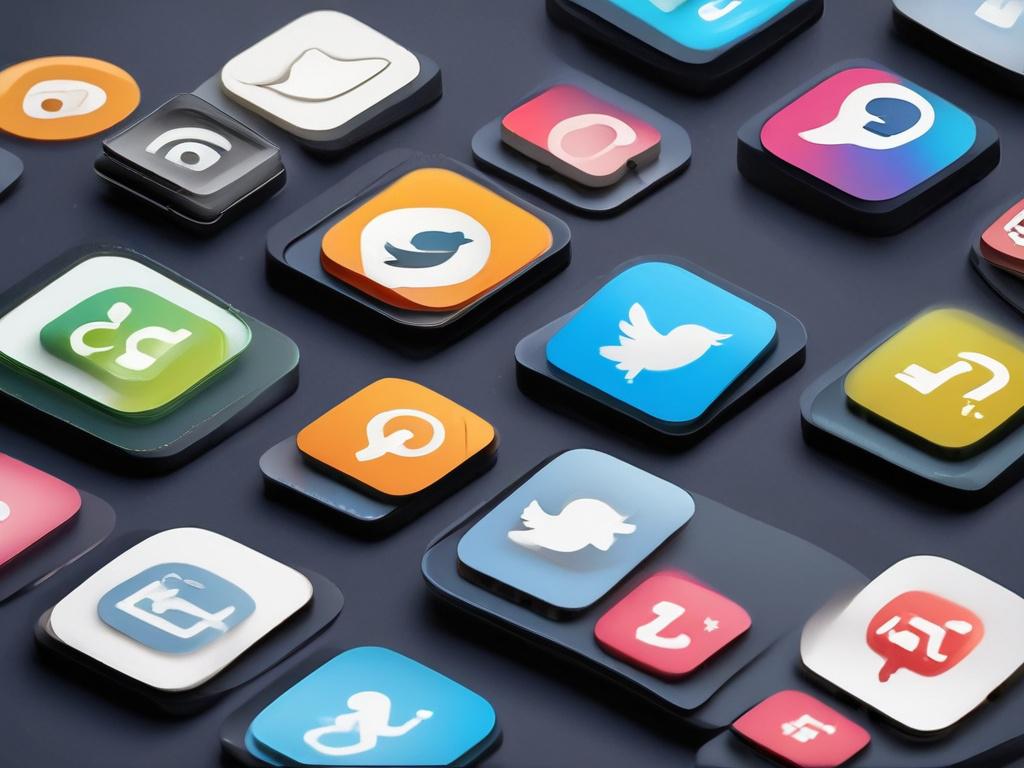 A realistic high resolution depicting a smartphone displaying multiple social