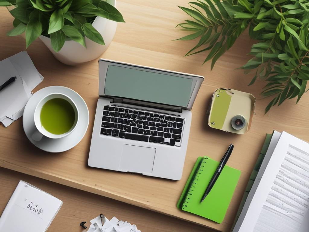 A realistic high resolution of a writer's workspace featuring a