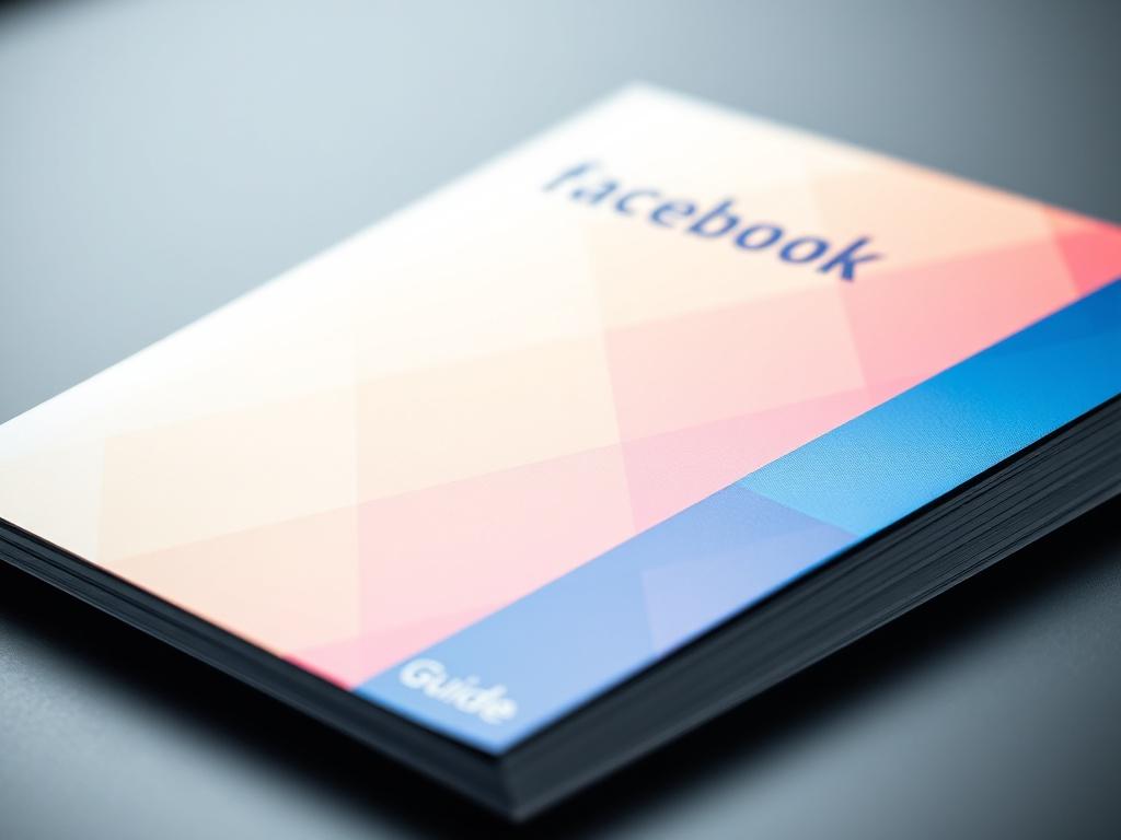 A close-up shot of a digital guide for Facebook Page Setup, featuring a sleek design with vibrant colors. The background should be minimalistic and modern, focusing on the guide itself. The composition should highlight the digital format, with clear visuals that suggest usability and professionalism. Shot with a 45mm f/1.2 lens.