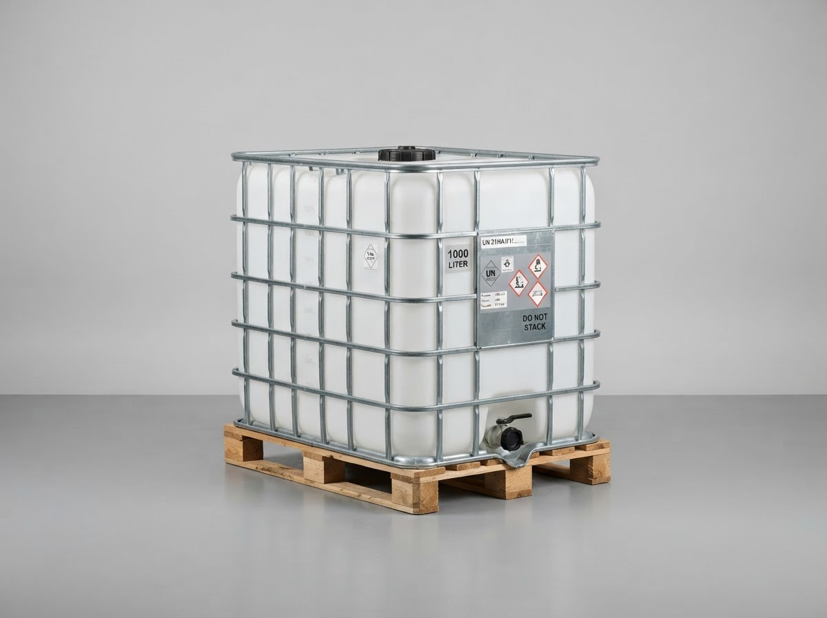 Tanque IBC de 1000 litros con jaula de acero
