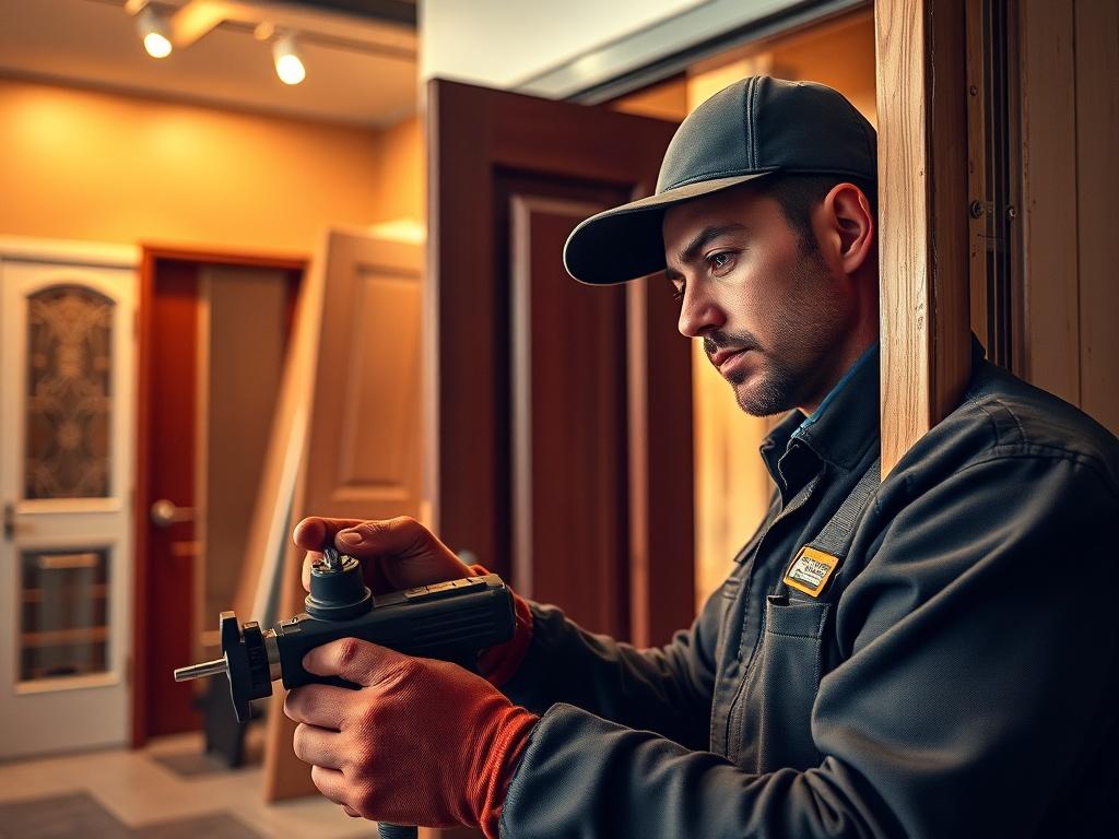 A close up shot of a skilled technician installing a