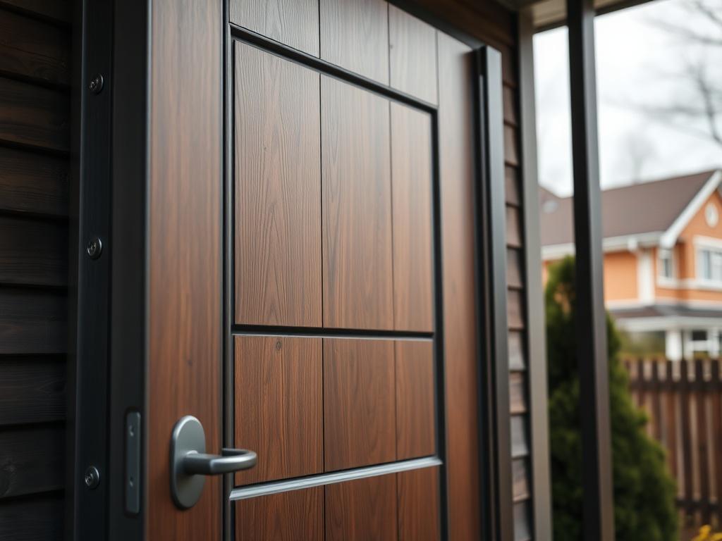 A close up shot of a modern exterior door being