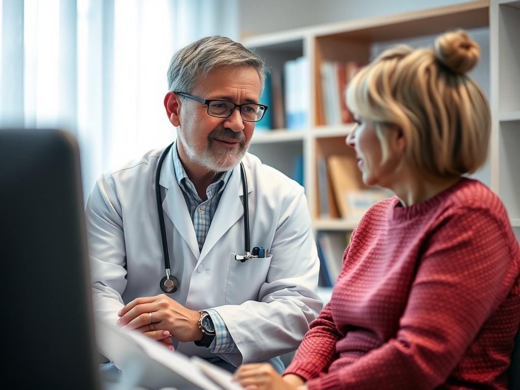 A close up shot of an oncologist engaging in a