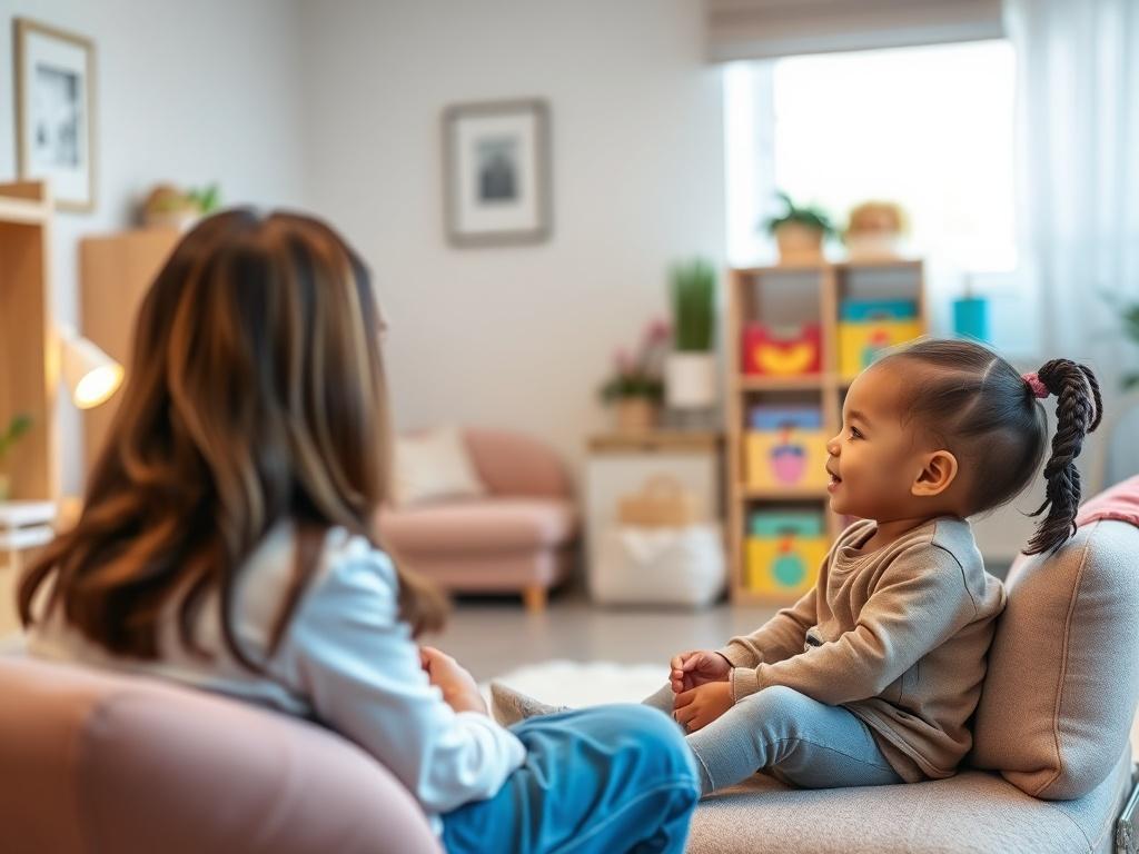 A warm and inviting therapy room with a child engaged