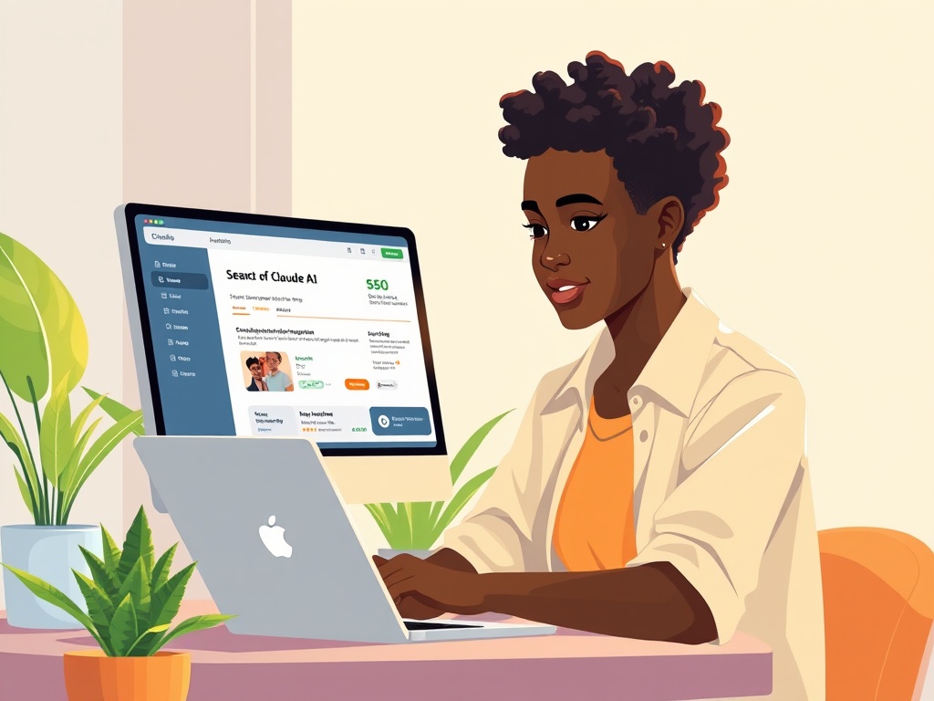 Young person using Claude AI to search for remote job opportunities