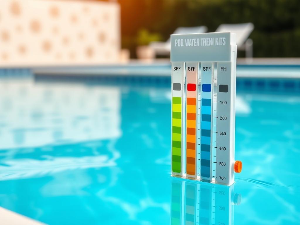 A close up shot of a pool water testing kit