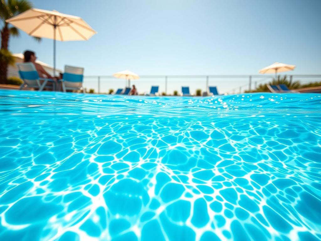 A vibrant image showcasing a clear swimming pool with shimmering