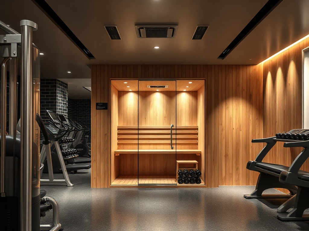 Modern gym facility with professional sauna installation