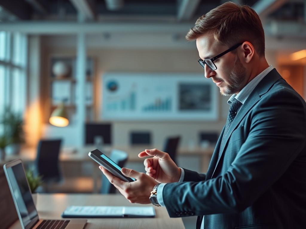 A realistic high resolution of a professional consultant analyzing data