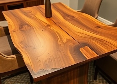 Finished live edge walnut dining table