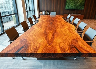 Striking live edge conference table