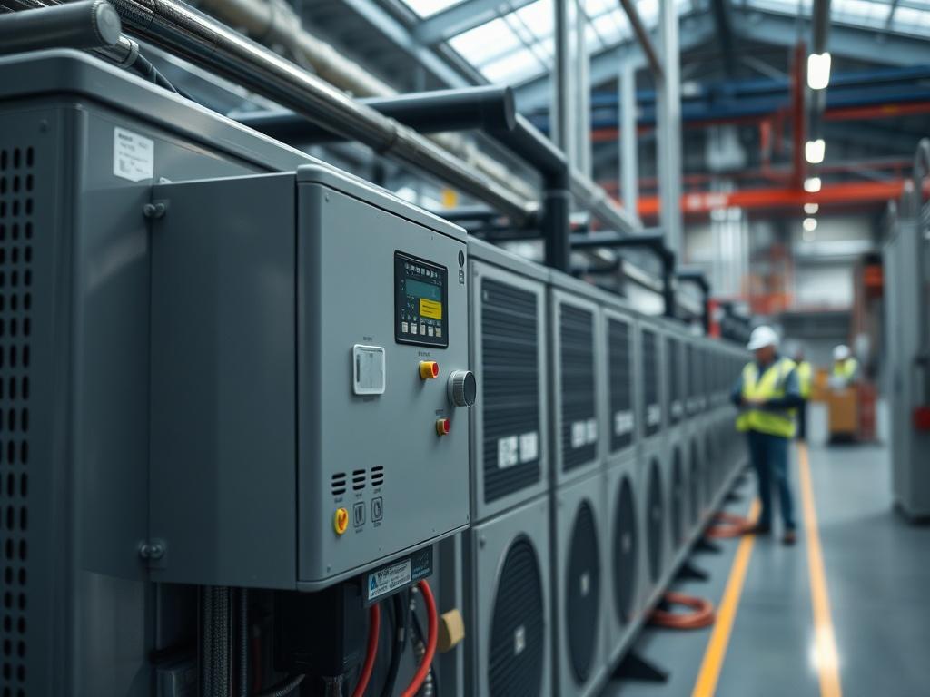 A close up of a high tech energy storage system