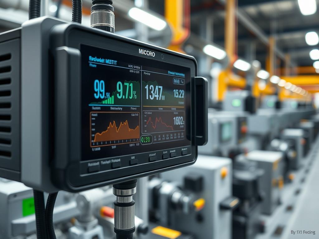 A close up of an industrial micro monitoring device in