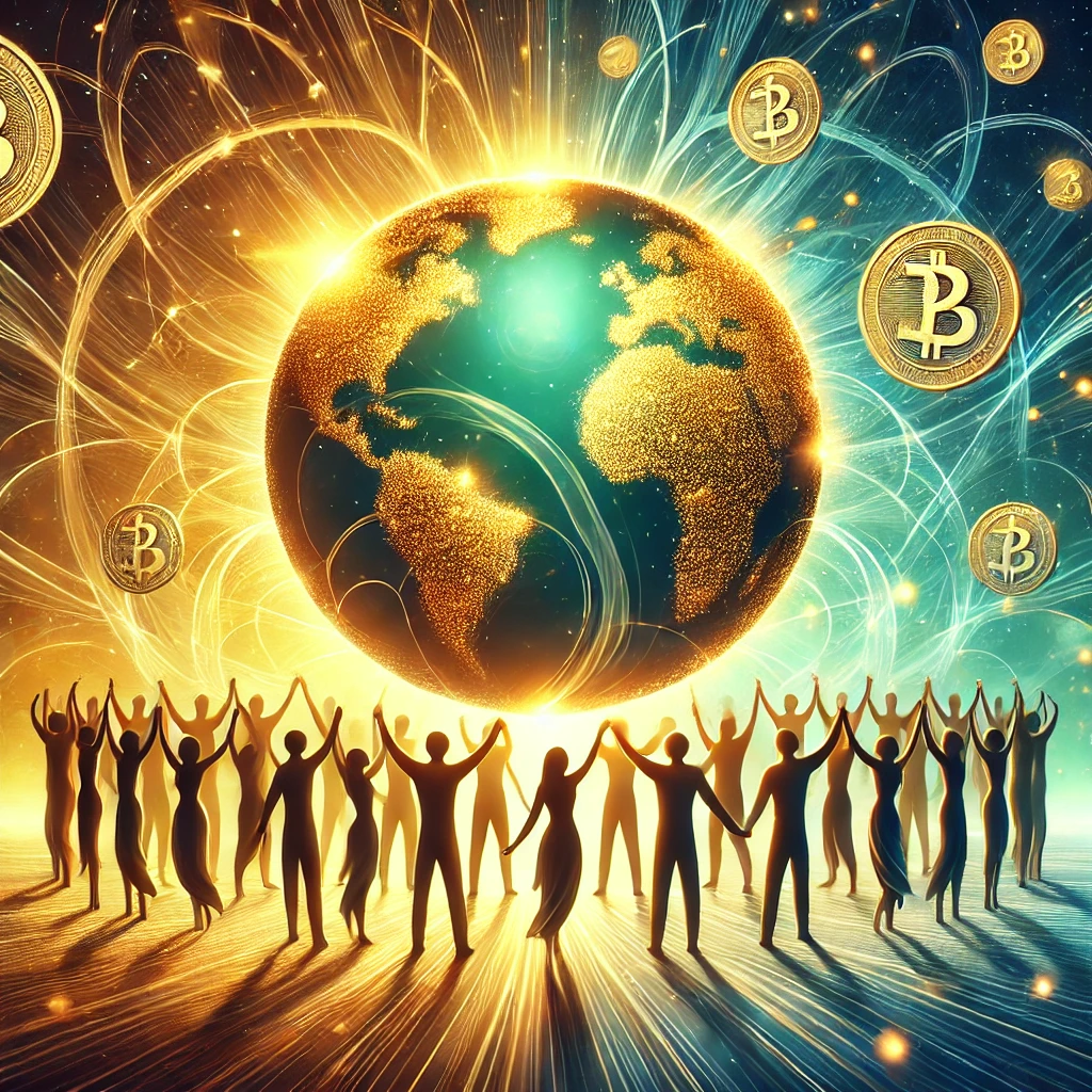 dall·e 2024-11-29 13.06.08 - an inspirational and dynamic image representing the movement of 'karmacoin,' focusing on community action and global impact. the artwork features a fl.webp