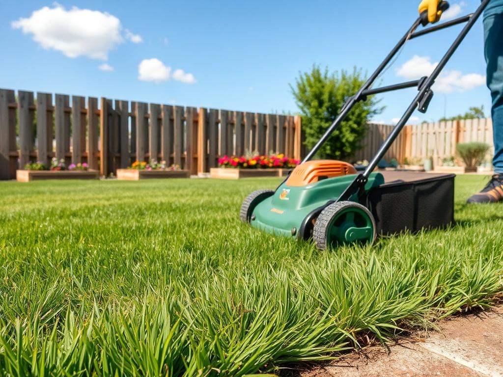 A lush, green lawn freshly mowed, showcasing well defined edges