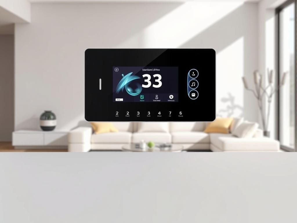 An elegant smart alarm system console displayed in a modern