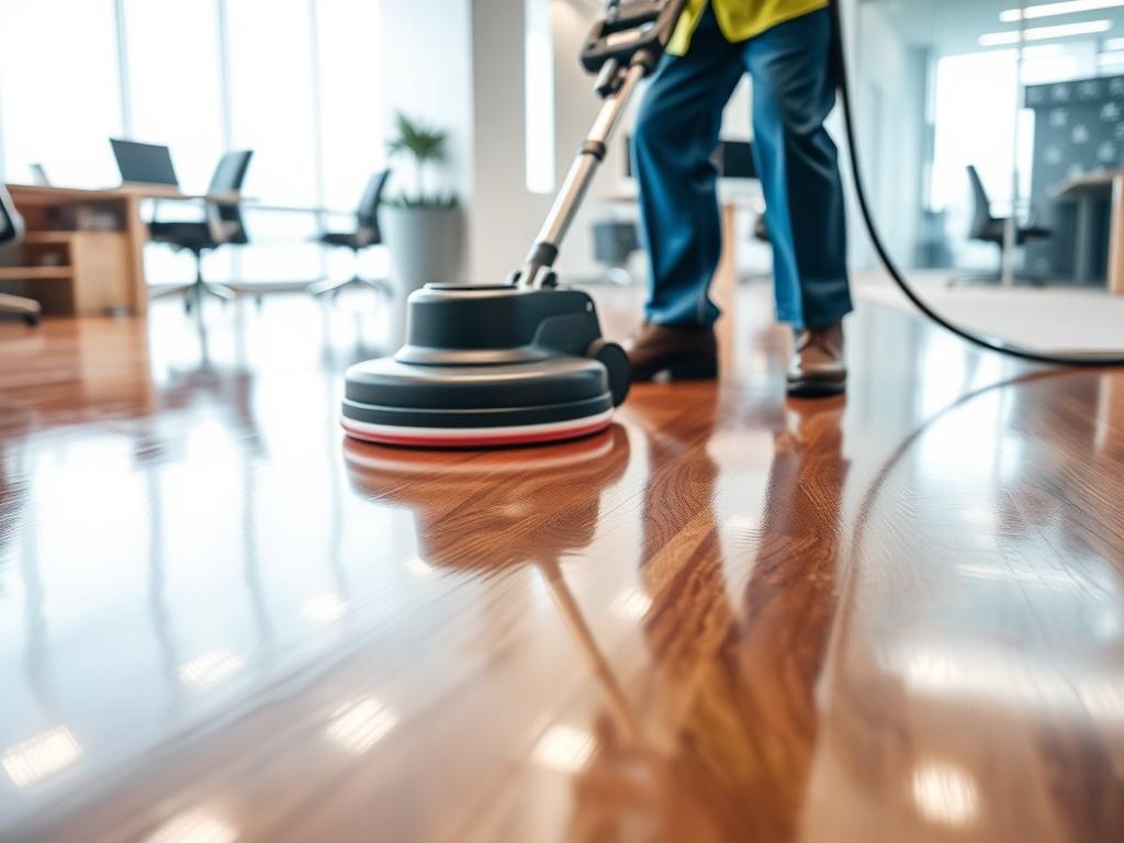 A close up view of a freshly polished hardwood floor