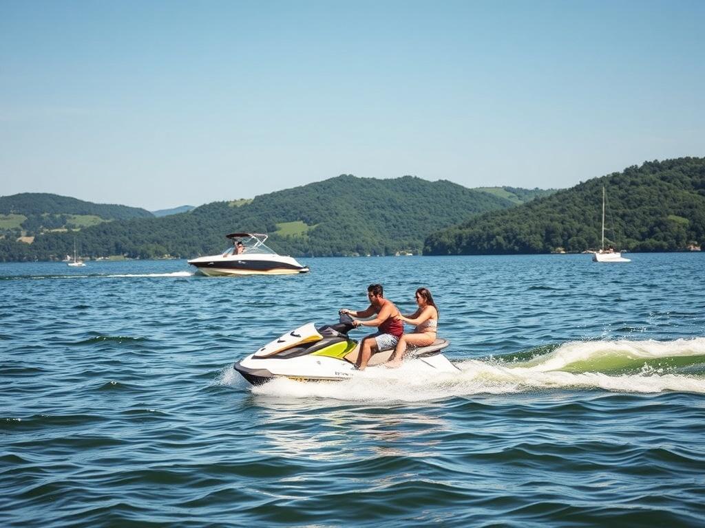 An action packed scene of people enjoying their time on