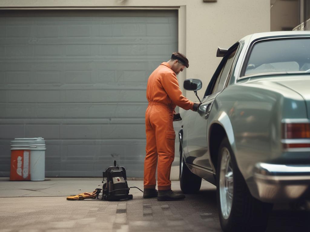 mobile brake inspection, technician at work, car brakes, driveway service